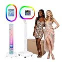 Portable Photo Booth for iPad 10.2" 10.5" 10.9" 11" 12.9" 13",Metal Shell Selfie Station photobooth Machine,RGB Ring Light,Custom Logo,for Parties Wedding Rental (Pure White with Honeycomb Box)