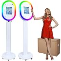 Portable Photo Booth Machine Compatible with iPad 10.2" 10.5" 10.9" 11" 12.9" 13",Metal Selfie Station photobooth Machine,RGB Ring Light,Custom Logo,for Parties Wedding Rental (Honeycomb Box)