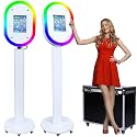 Portable Photo Booth Machine Compatible with iPad 10.2" 10.5" 10.9" 11" 12.9" 13",Metal Selfie Station photobooth Machine,RGB Ring Light,Custom Logo,for Parties Wedding Rental (Flight Case)