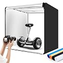 Portable Photo Studio Light Box,39x39 Inch 210 LED Large Photo Light Box with 3 Stepless Dimming Light Panels,4 Color Backdrops Photo Booth for Product Photography