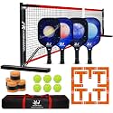 Portable Pickleball Net Set, 22FT Pickle Ball Net with Paddle Set of 4