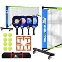Portable Pickleball Net Set, 22FT Pickle Ball Net with Paddle Set of 4