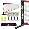 Portable Pickleball Net Set, 22FT Pickle Ball Net with Paddle Set of 4