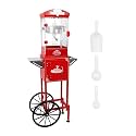Portable Popcorn Machine with Cart &amp; Wheels, 10 Oz Commercial Popcorn Maker with Kettle, Includes 3 Measuring Spoons for Home Theater, Parties, Events
