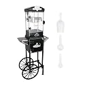 Portable Popcorn Machine with Cart &amp; Wheels, 10 Oz Commercial Popcorn Maker with Kettle, Includes 3 Measuring Spoons for Home Theater, Parties, Events