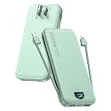 citicr Portable Charger 10000mAh PD20W w/Built-in Cables &amp; Wall Plug Green