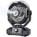 Portable Rechargeable Misting Fan with 12oz Water Tank, Auto Oscillating, Remote, Timer, Light, 8 Speeds, 9-Inch, 20000mAh 120H Battery Powered Mist Fan for Camping, Travel, Worksite, Poweroutage