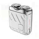 Portable Rotary Dual Ring Electric Shaver | Men’s Travel Mini | Rechargeable Pocket Razor with Double Floating Magnetic Blade​(Sliver)