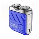Portable Rotary Dual Ring Electric Shaver | Men’s Travel Mini | Rechargeable Pocket Razor with Double Floating Magnetic Blade​(Blue)