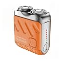 Portable Rotary Dual Ring Electric Shaver | Men’s Travel Mini | Rechargeable Pocket Razor with Double Floating Magnetic Blade​(Orange)