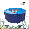 Portable Round Children’s Pool - Durable PVC Canvas with Stainless Steel Tubes, Tear-Resistant Pond Liner, Ideal for Water Storage &amp; Irrigation, 1.5m x 1.2m