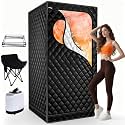 Portable Sauna for Home, Upgraded Personal Steam Sauna Box with 3L 1300W Steamer, Folding Chair, Extra Large Size Foldable Home Sauna 3’X 3’X 5.9’, Full Body Sauna Tent for Relaxation Spa, Black