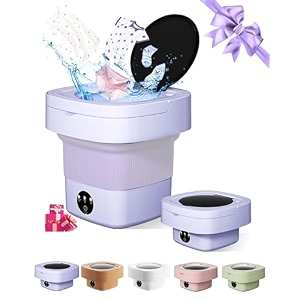 portable washing machine 9l mini laundry washer with 3 modes cleaning for underwear baby clothes sock small delicates foldable washer and dryer combo for apartment home hotelcampingrvpurple