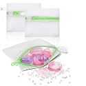 2 Pack Green Small Mesh Laundry Bags for Scent Boosters & Pods, Reusable Detergent Pacs Holder, Fine Mesh Wash Bag for Scent Beads & Color Sheets, Snag-Free Design