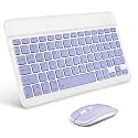 Portable Wireless Keyboard and Mouse Set, Rechargeable, Universal, Ultra Thin, Compatible with iOS/Android/Windows Tablets, Laptops, PCs