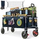 Portal 51.2" Long Wagon Carts Foldable with Brakes,Heavy Duty Utility Cart