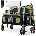Portal 51.2" Long Wagon Carts Foldable with Brakes,Heavy Duty Utility Cart