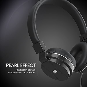 portronics aural 1 foldable on ear wired headphone with powerful bass i 35mm audio jack i in-built mic black
