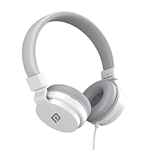 portronics aural 1 foldable on ear wired headphone with powerful bass i 35mm audio jack i in-built mic white