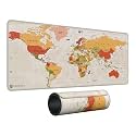 Portronics Comfipad Atlas World Map Desk Mat 80x30cm Extended Mouse Pad with Anti-Slip Rubber Base, Stitched Edges, Smooth Fabric Surface, Waterproof, Rollable Desk Pad for Office, Gaming, Beige