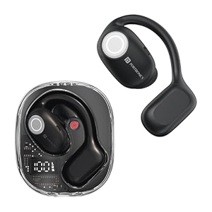 portronics harmonics twins 30 over ear ows smart wireless earbuds with hd mic secure amp flexible earhook touch control 30 hours playtime musicgaming mode bt 53v led display light weightblack