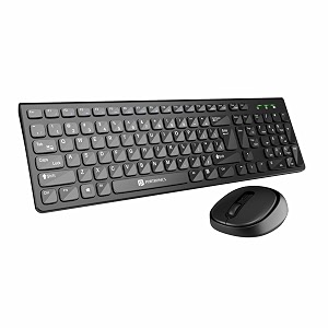 portronics key7 combo wireless keyboard amp mouse set with 24 ghz usb receiver 10m working range 12 shortcut keys adjustable dpi 10 million key life amp click life for pc laptop mac black