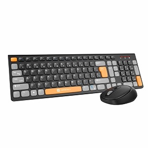 portronics key7 combo wireless keyboard amp mouse set with copilot ai 24 ghz usb receiver 10m range 12 shortcut keys adjustable dpi up to 1600 10m key life for pc laptop macblackorange