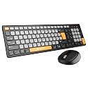 Portronics Key7 Combo Wireless Keyboard &amp; Mouse Set with Copilot AI, 2.4 GHz USB Receiver, 10m Range, 12 Shortcut Keys, Adjustable DPI (Up to 1600), 10M Key Life for PC, Laptop, Mac(Grey+Orange)