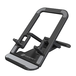 portronics modesk 100 desktop foldable mobile amp tablet holder with multiple viewing angles anti slip strips abs materialblack