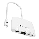 Portronics Mport 41 USB C Hub (4-in-1) with Ethernet (1000 Mbps Gigabit Internet), 2-Ports Type-C Data, USB 3.0 Port, Multiport 10/100/1000 Mbps RJ45 LAN Adapter for Laptop, PC, Mac & Desktop (White)