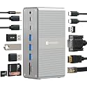 Portronics Mport Vault 13-in-1 USB-C Metal Docking Station, 100W PD Charging, 4K@30Hz HDMI, 1080P VGA, 4× USB 3.0, Gigabit Ethernet, SD/microSD 3.0, USB-C 3.0 &amp; 2.0, 3.5mm Aux, for Windows &amp; macOS