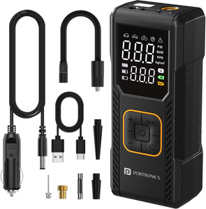 portronics vayu 90 rechargeable tyre inflator 150 psi tyre air pump for car  bike