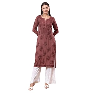 POSHAK CHIKAN STUDIO Womens Hand Embroidered Lucknowi