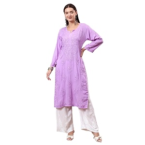 POSHAK CHIKAN STUDIO Womens Hand Embroidered Lucknowi