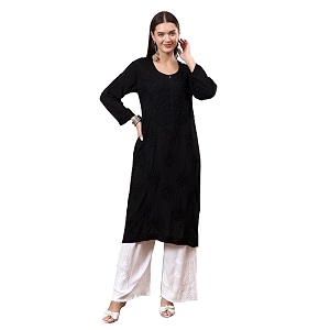 POSHAK CHIKAN STUDIO Womens Hand Embroidered Lucknowi
