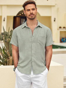 POSHAX Men Solid Casual Light Green Shirt