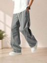 POSHAX Men Striped Grey Track Pants