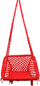 poshclub portable swing cotton rope jhula for living room balcony 120 kg cotton large swing red multicolor knock down