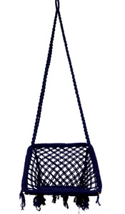 poshclub portable swing cotton rope jhula for living room balcony 120 kg cotton large swing clear black knock down