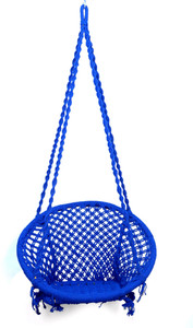 poshclub portable swing cotton rope jhula for living room balcony 120 kg cotton large swing blue knock down