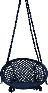 poshclub portable swing cotton rope jhula for living room balcony 120 kg cotton large swing black knock down
