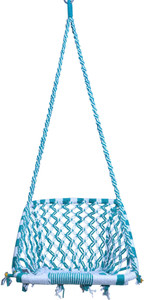 poshclub portable swing cotton rope jhula for living room balcony 120 kg cotton large swing white green knock down