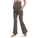 POSHDIVAH Maternity Flare Leggings with Pockets