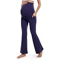 POSHDIVAH Maternity Flare Leggings with Pockets