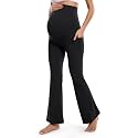 POSHDIVAH Maternity Flare Leggings with Pockets
