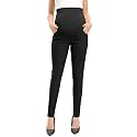 POSHGLAM Women's Maternity Pants Casual Work Pull-on Stretch Comfy Skinny Pregnancy Pants with Pockets