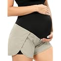 POSHGLAM Women‘s Maternity Shorts Over Belly Workout Running Casual Summer Pregnancy Shorts