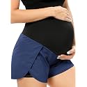 POSHGLAM Women‘s Maternity Shorts Over Belly Workout Running Casual Summer Pregnancy Shorts