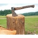 Poshland AX-7615 Custom Gift Forged Carbon Steel Viking Axe with Rose Wood Shaft, Viking Bearded Camping Axe