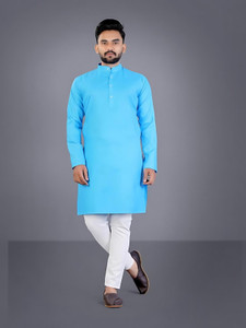 poshside men cotton blend kurta pyjama set
